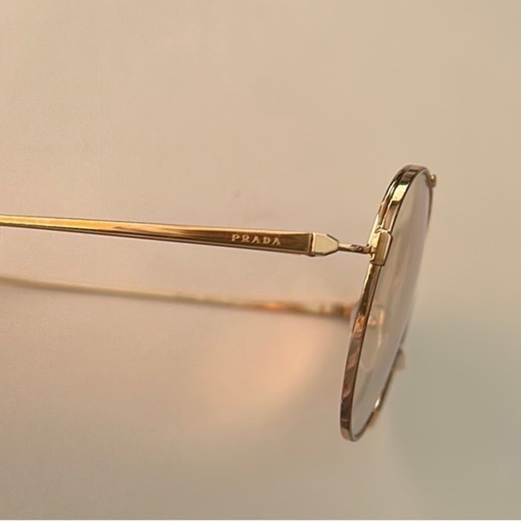 PRADA Rose Gold Round Aviator lightly tint sunglasses indoor/Outdoor unisex NWT - Picture 12 of 16